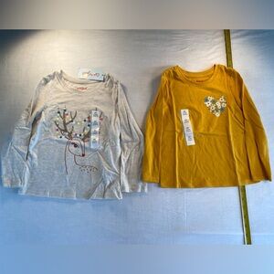 2 Girl ’s Cat & Jack Long Sleeve flower hears sparkly Reindeer Shirts NWT 4T